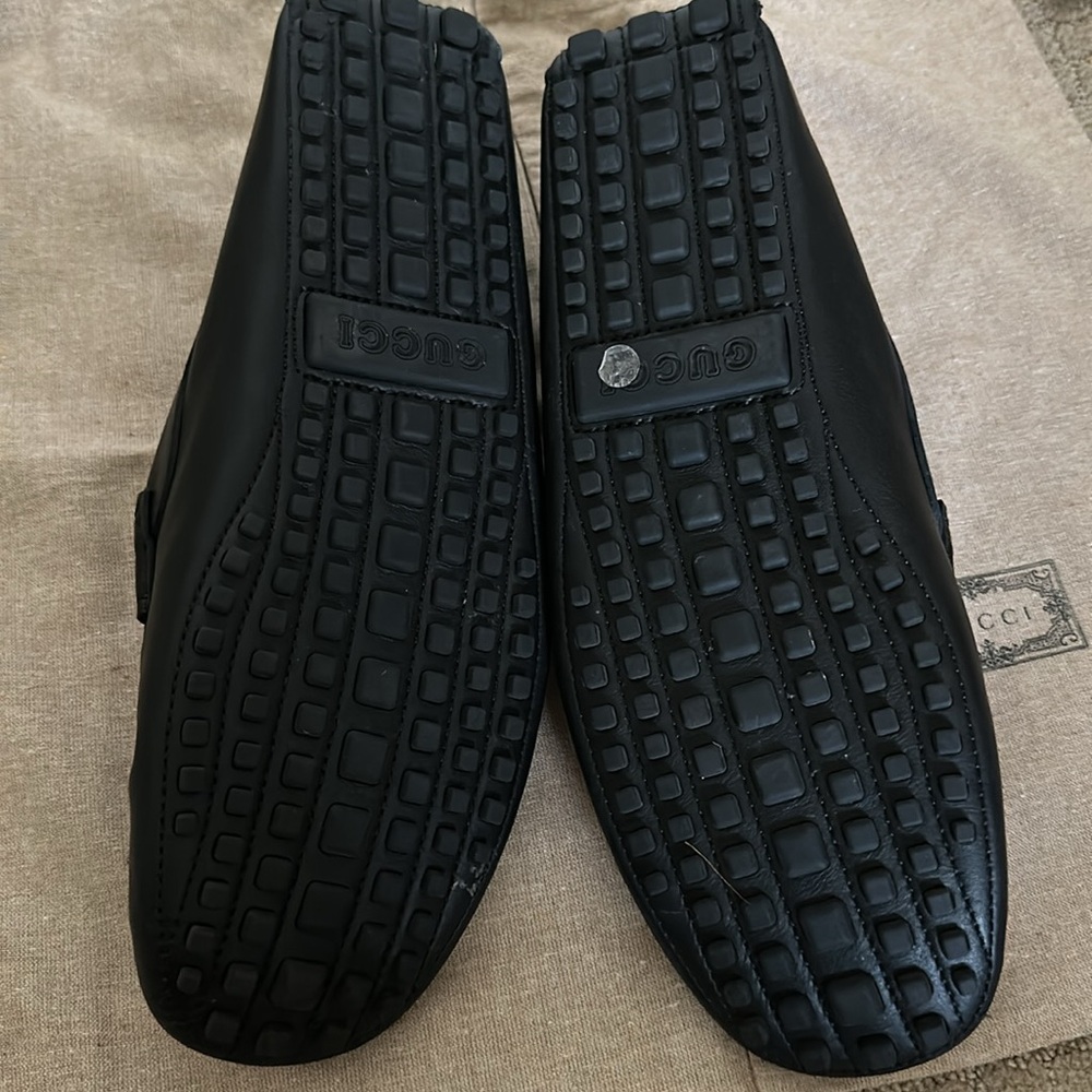 Gucci Black Leather Horsebit Men’s Loafers Size 11 - Picture 2 of 5